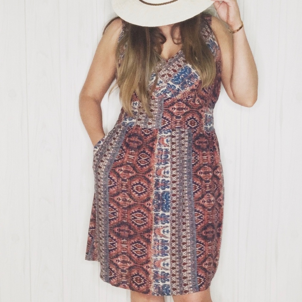 Lucky Brand Boho Aztec Print Dress Large